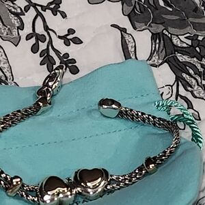 TIFFANY 925/18 KT DOUBLE ROPE HEARTS BRACELET
